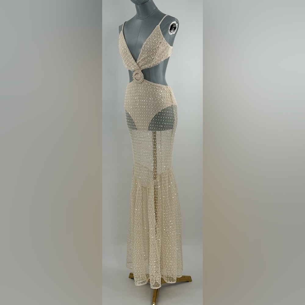 🆕 PATBO 🧿 NWOT Crochet Bloom Cut Out Beach Dress, Off White - Sz US 8 BR 40 - Picture 13 of 17